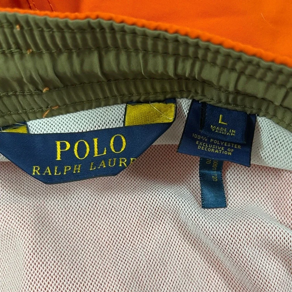 Polo Ralph Lauren Swim Trunks Mens Large Orange Mesh Lined Elastic Waist Shorts